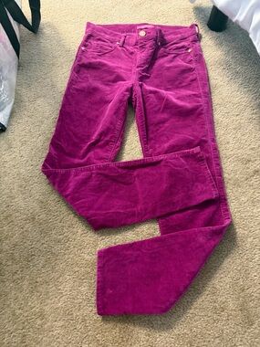 Lilly Pulitzer Fuchsia Velvet South Ocean Jeans with Gold Accent Button
